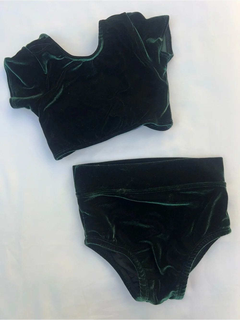 Custom Velvet Dance Two-Piece Costume Set - Dark Green